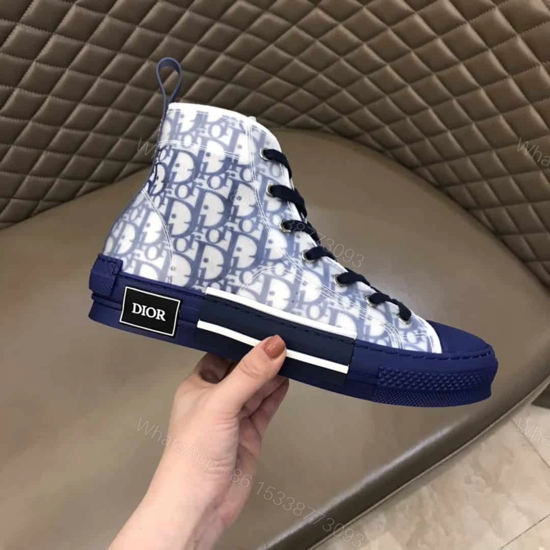 View 2 of DIOR B23 HIGH-TOP SNEAKER IN BLUE DIOR OBLIQUE – CD29