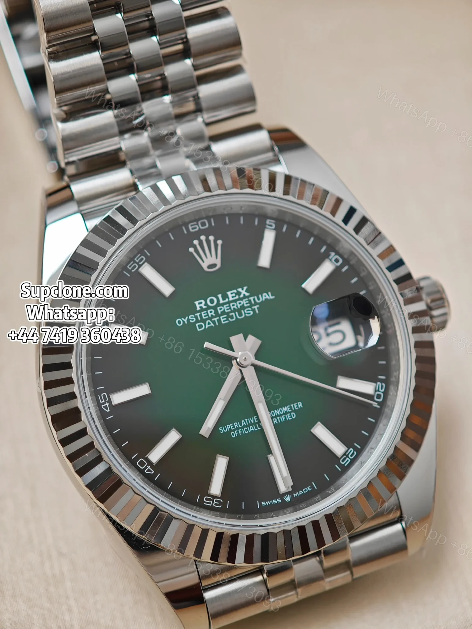 View 7 of Rolex Super Clone Watches 1:1 DateJust 41 m126334 Smoked Green