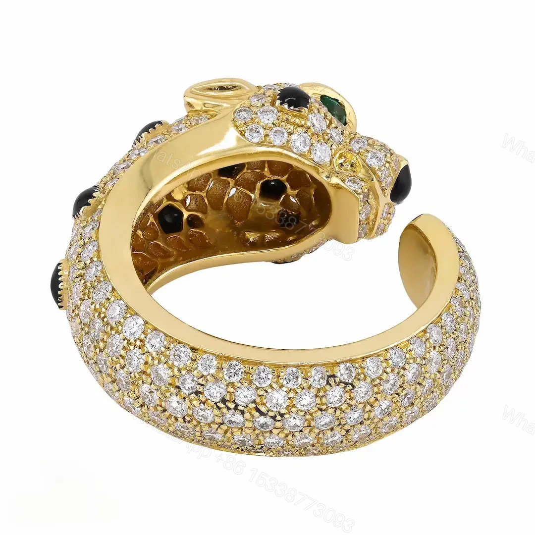 View 2 of 18k Gold Cartier Panthere Ring Pave Diamonds