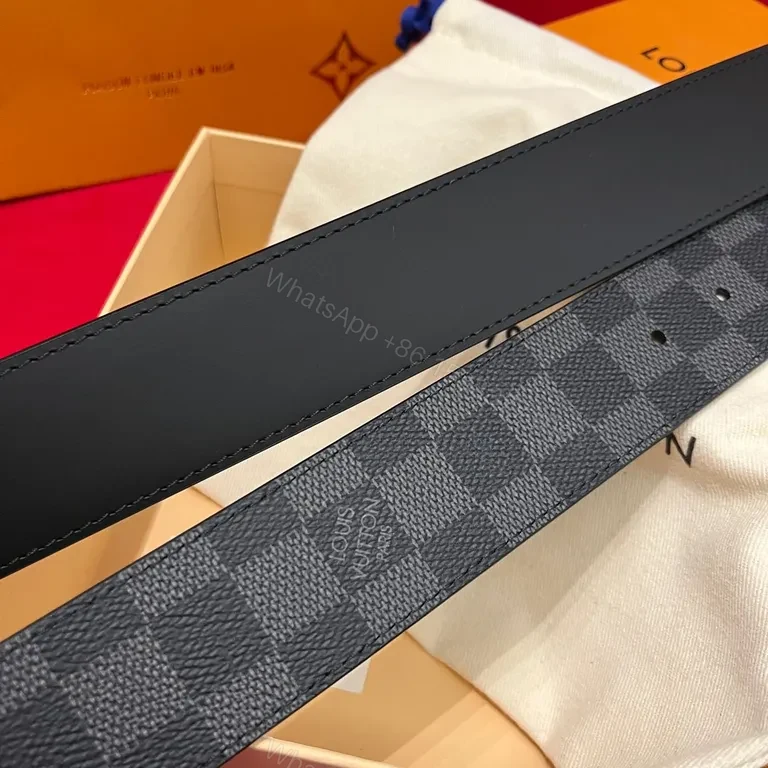 View 6 of Damier Graphene Belt: Luxury Leather, Signature LV Buckle
