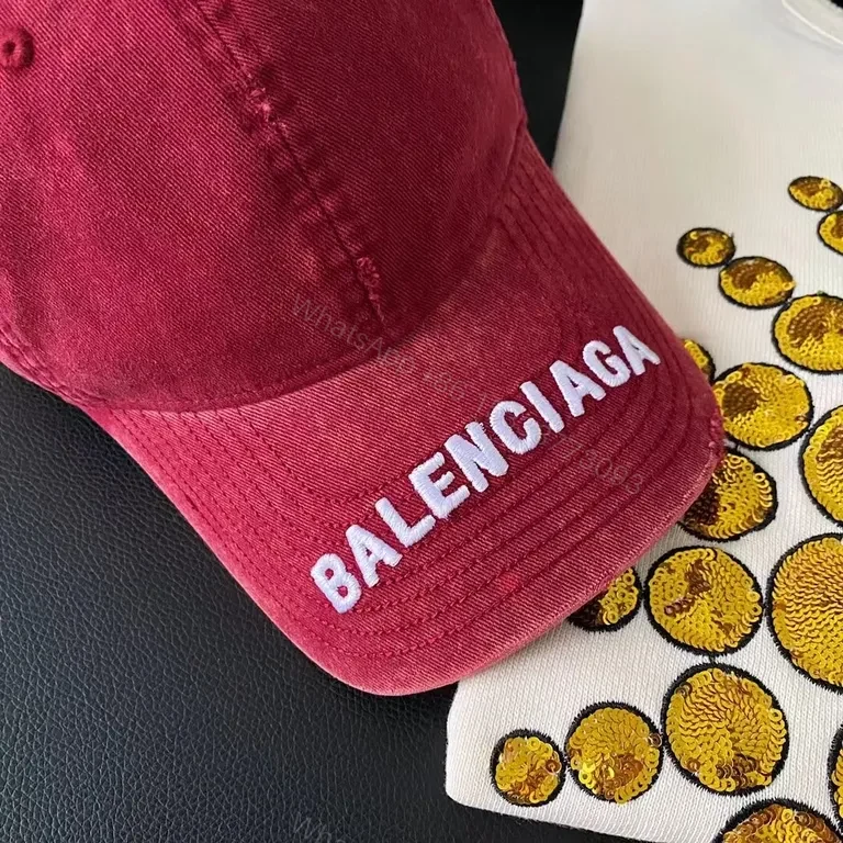 View 5 of Crimson Balenciaga Cap: Premium Everyday Luxury Edge