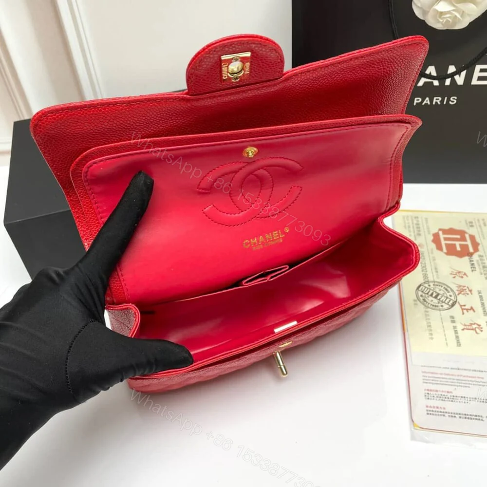 View 6 of Chanel Classic Small Flap Bag Dark Red Caviar 26Cm