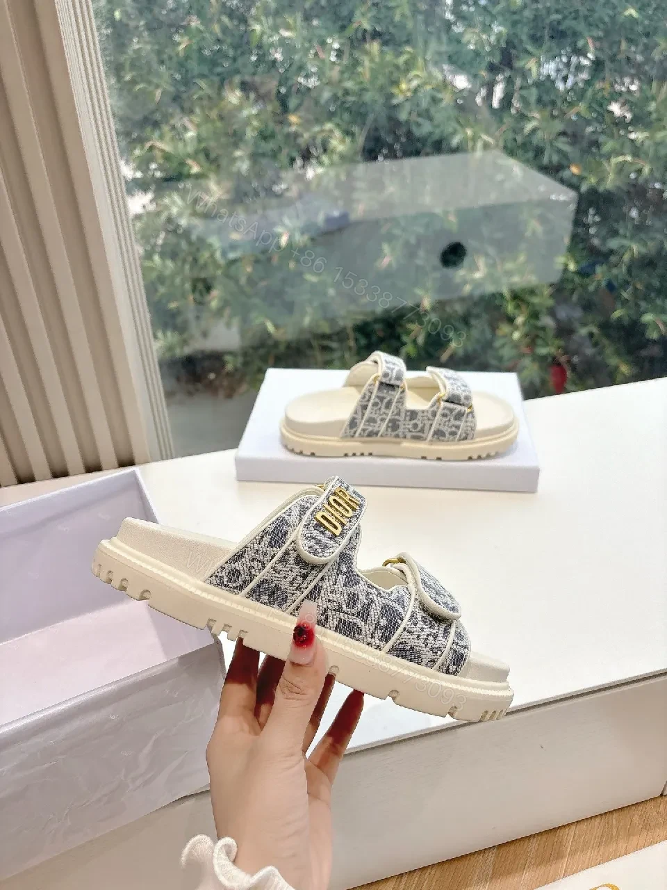View 3 of Patterned Luxury Sandals with Monogram Texture, Comfort-First Footwear