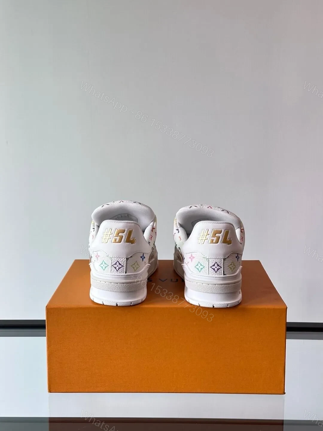 View 5 of LV Men White Leather Multicolor Monogram Sneakers