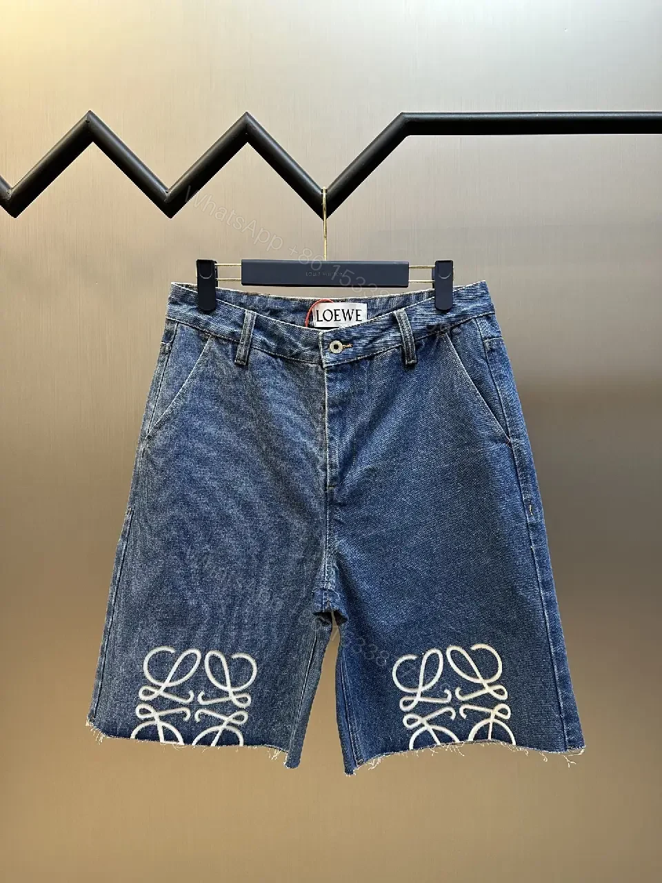 Denim Shorts: White Embroidered Logo, Relaxed Fit, Luxe Style — view 1