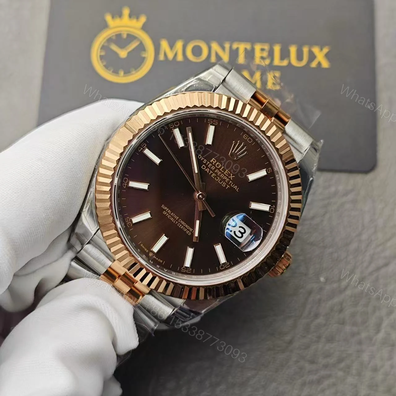 View 4 of Rolex Datejust 126331 Everose Gold Automatic Chocolate Dial Jubilee Replica