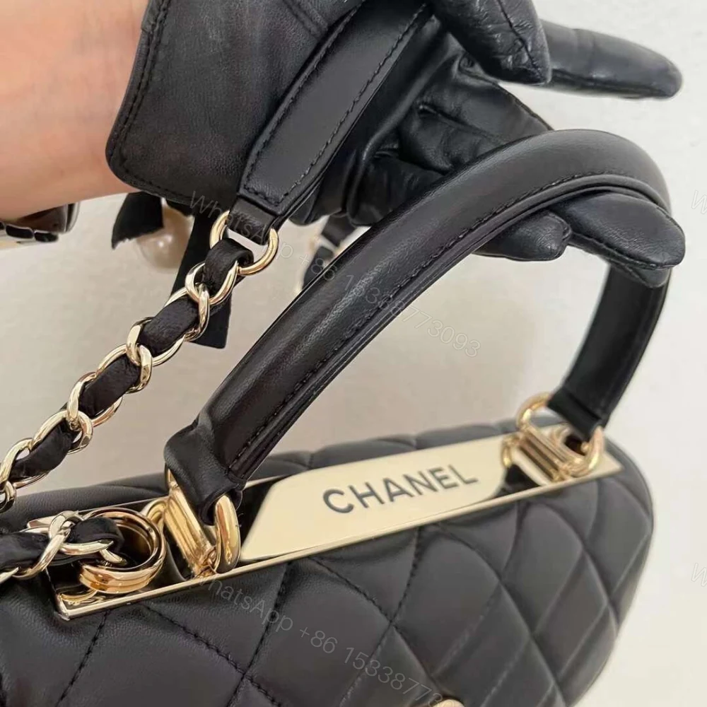 View 7 of Chanel Flap Bag With Top Handle Bag With Gold Metal Black 25Cm A92236 Y60767 94305