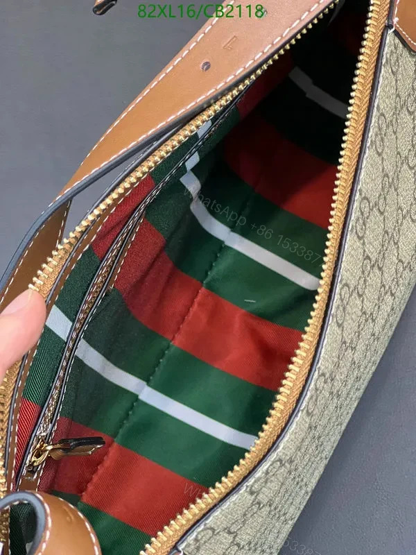 View 7 of Medium Gucci GG Emblem Fake Bag with Leather Brown Trim MBL493