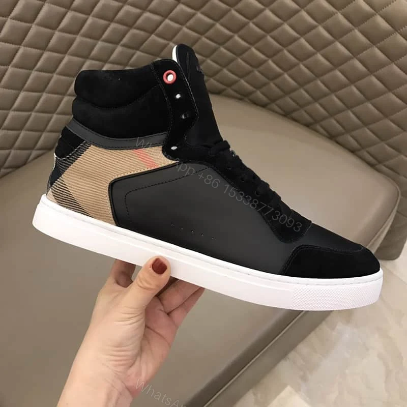 View 2 of BURBERRY LEATHER AND HOUSE CHECK HI-TOP SNEAKERS – BBR28