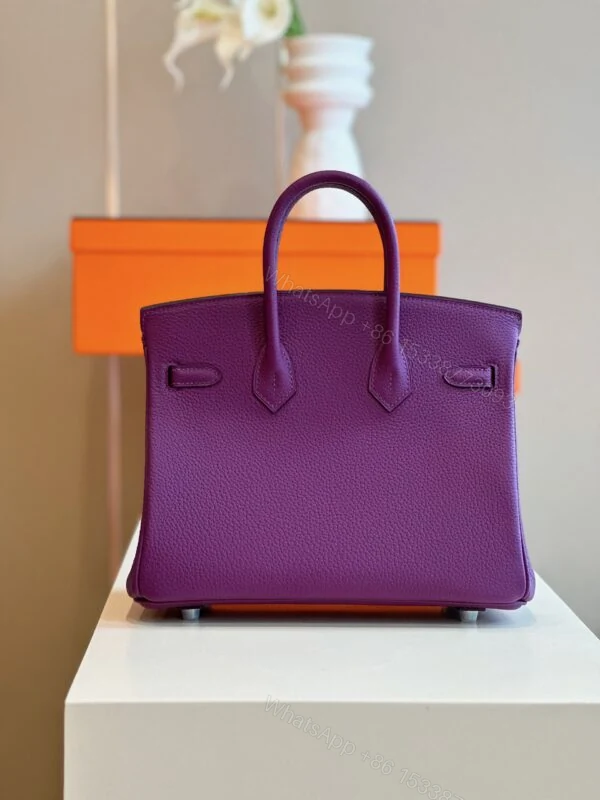 View 7 of Hermes Birkin 25 Dark Purple Togo Leather Palladium Hardware