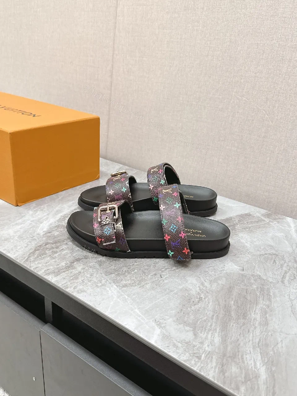View 3 of Louis Vuitton Monogram Slide Sandals â€“ All-Day Comfort, Premium Patterned