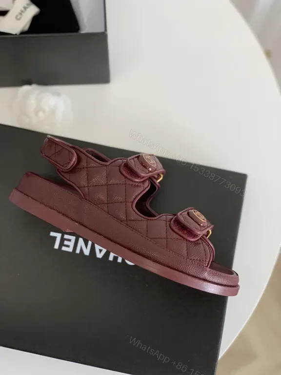 View 5 of Maroon Leather Sandals â€” Quilted Strap, Luxe Everydayâœ ̈