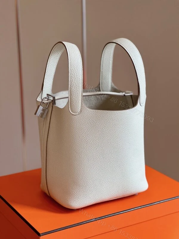 View 6 of Hermes Picotin 18 White Togo Leather Sliver Hardware