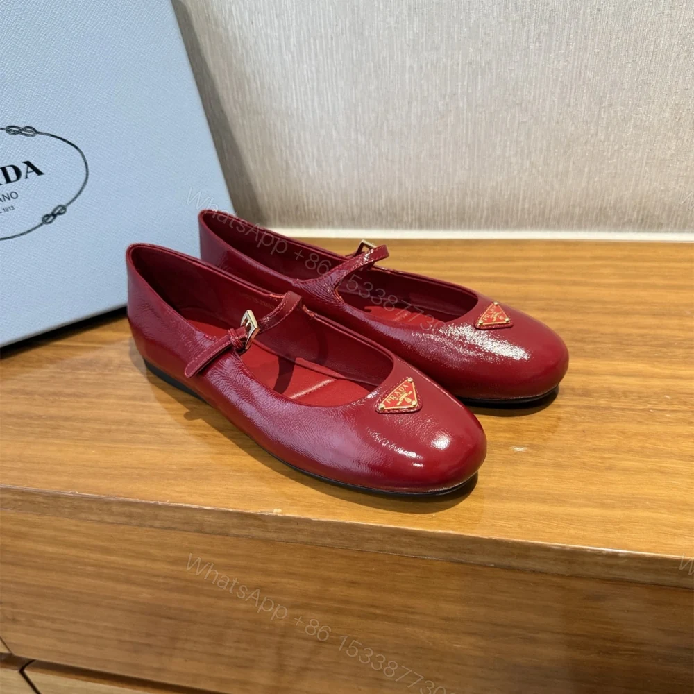 View 2 of 高仿Prada*1F793A平底瑪麗珍鞋漆皮紅色免檢版