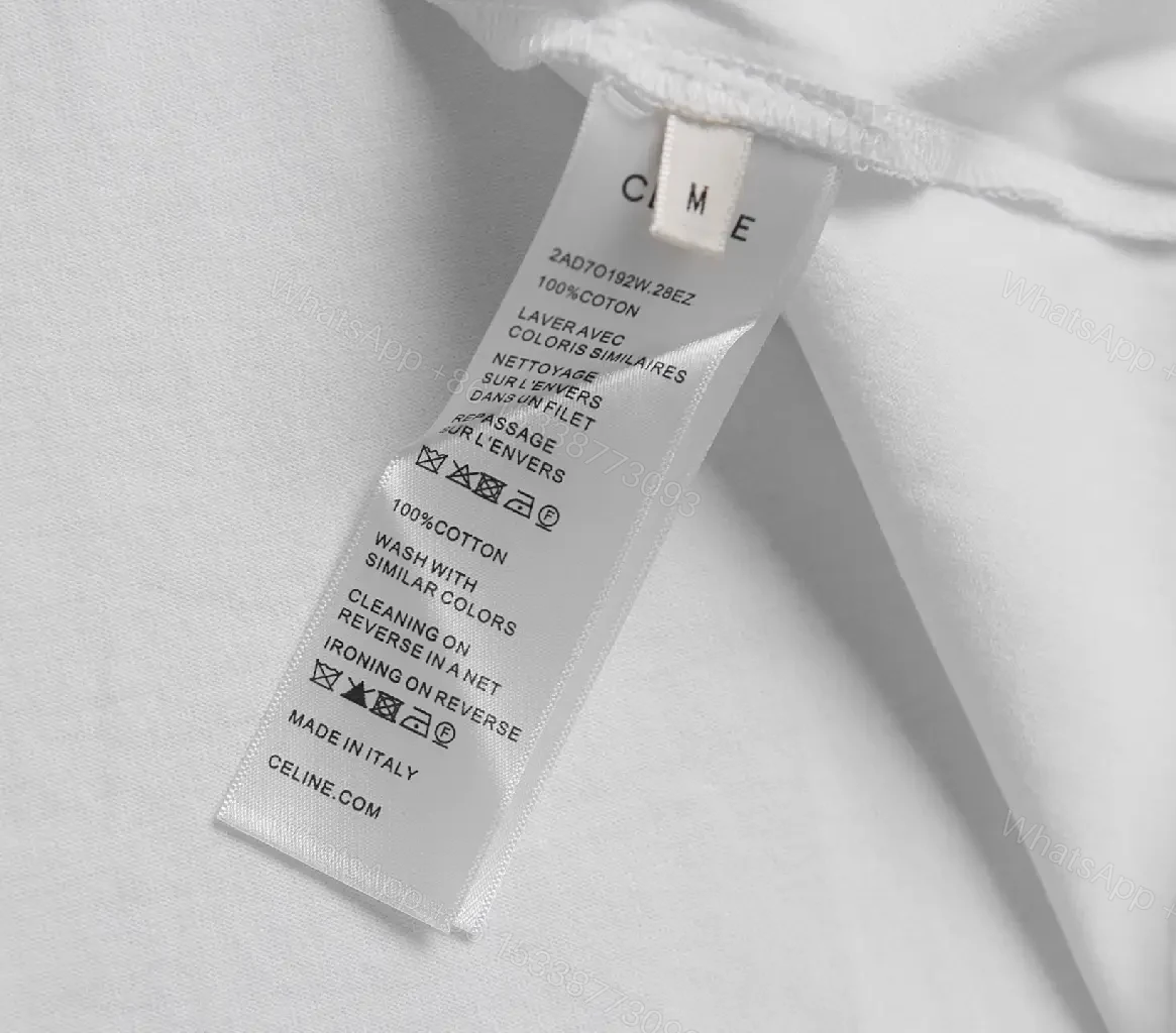 View 11 of White Cotton Graphic Tee: Bold CELINE-Inspired Minimalist Shirt