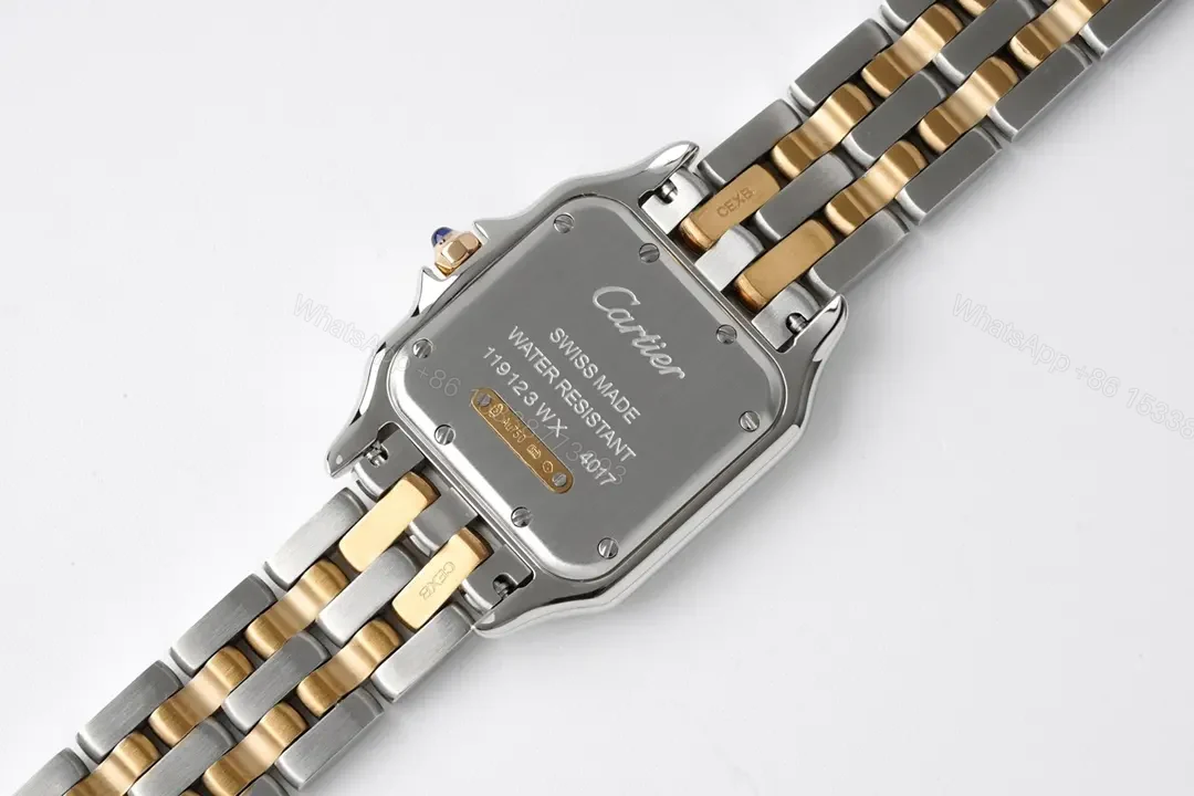 View 5 of JF Factory Cartier Panthère de Cartier Two-Tone Stainless Steel Watch with Diamond Bezel – 27x37mm Silver Dial, Blue Hands
