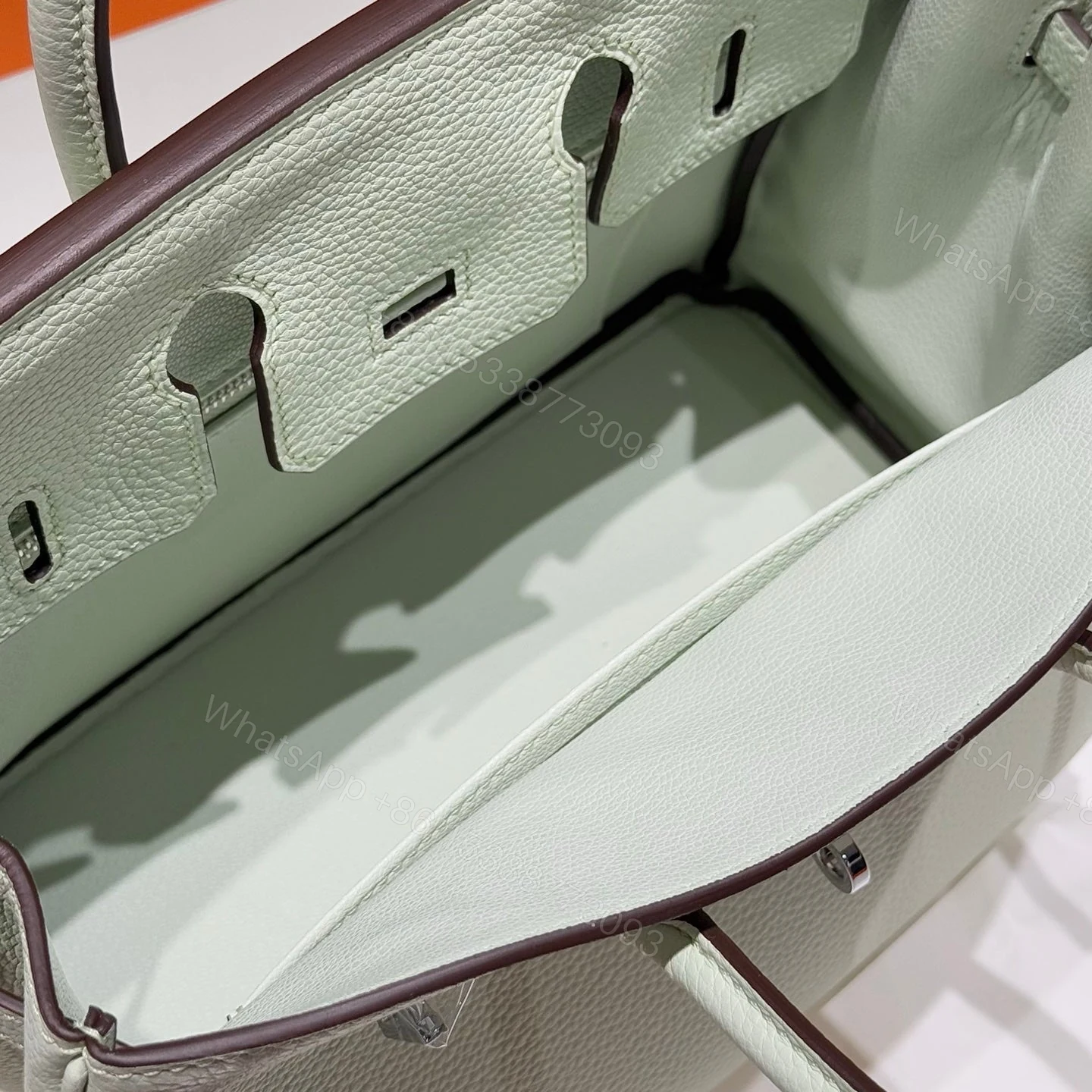 View 4 of HERMES BIRKIN 25 IN LIGHT MINT GREEN SILVER HARDWARE