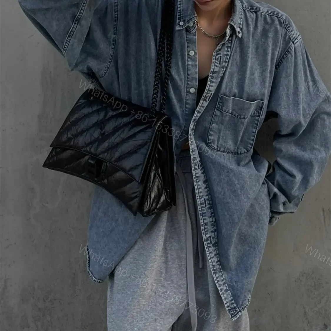 View 12 of 高仿BalenciagaCrush鏈條包中號S