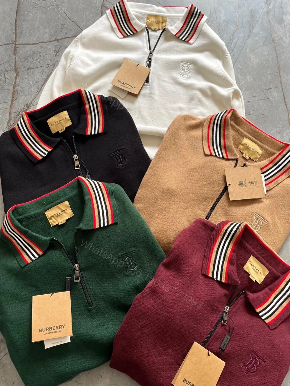 View 4 of FIRST COPY BURBERRY EXCLUSIVE HALF ZIP KNITTED SWEATERS