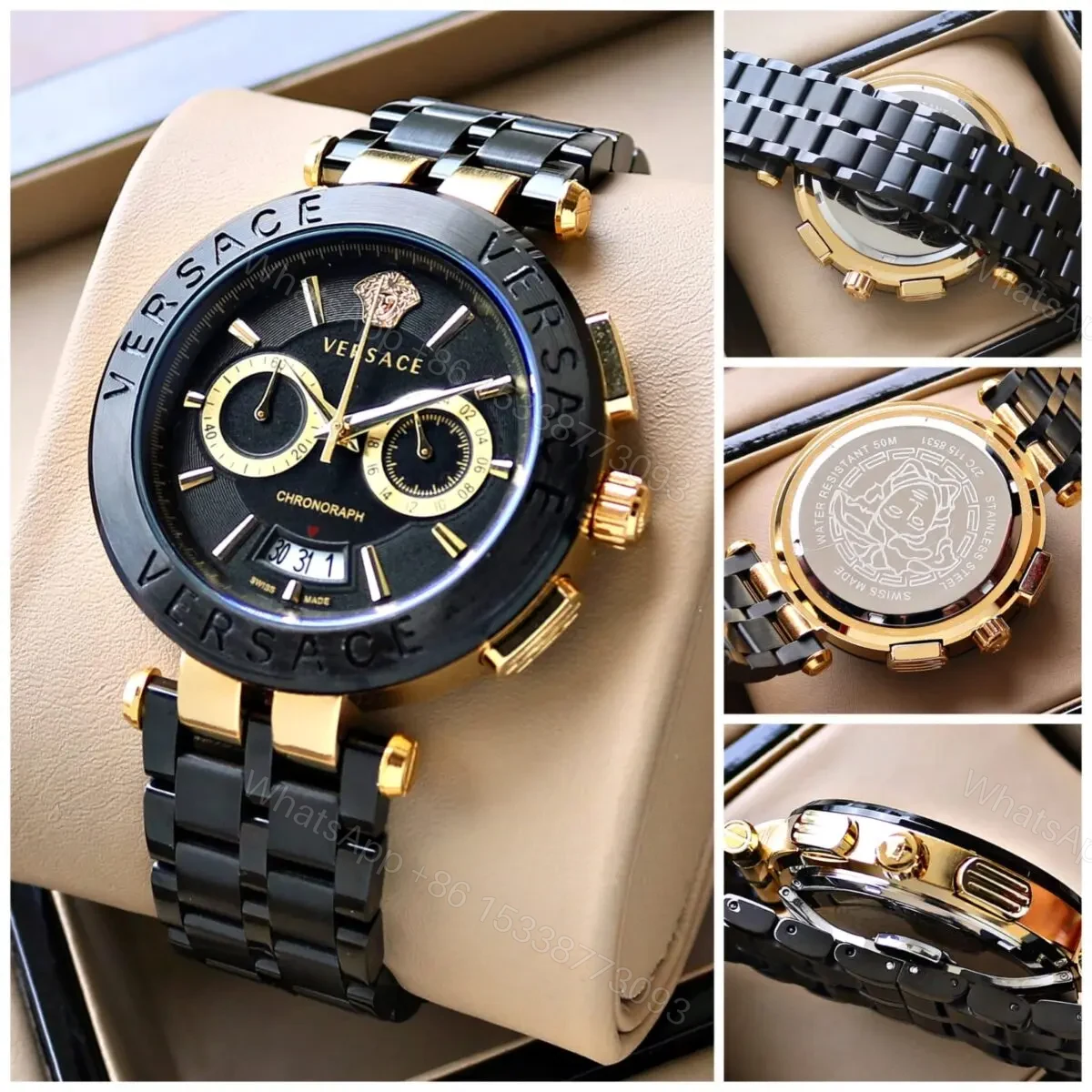 View 3 of Brand: Versace For: Men Collection: Premium Collection Model: Aion Chronograph Dial Size: 45mm