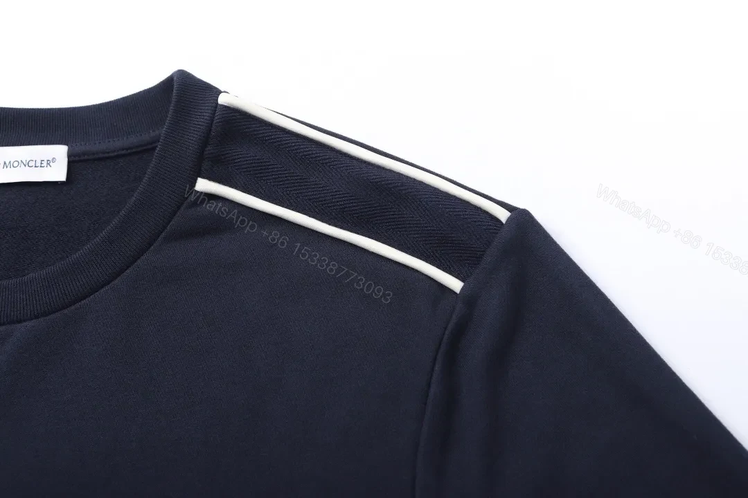 View 10 of Navy Cotton Crewneck with Subtle Moncler Badge Feature