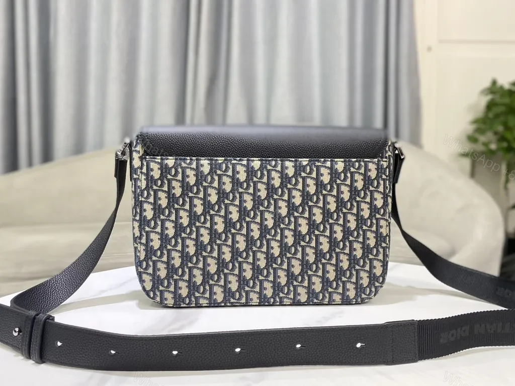View 9 of Compact Leather-Trim Messenger: Dior-Inspired Pattern, Everyday Luxury