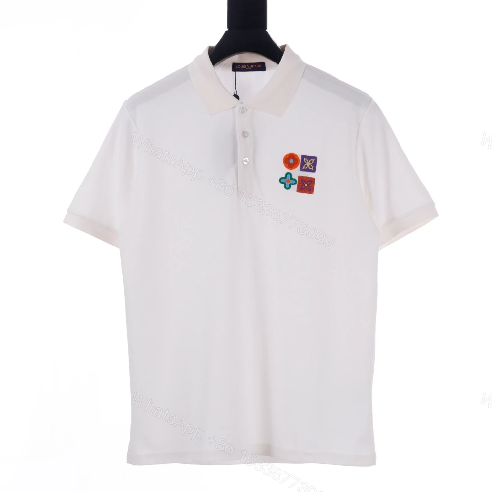 高仿LV*SS23系列1AFR0036彩標刺繡POLO衫白色 — view 1