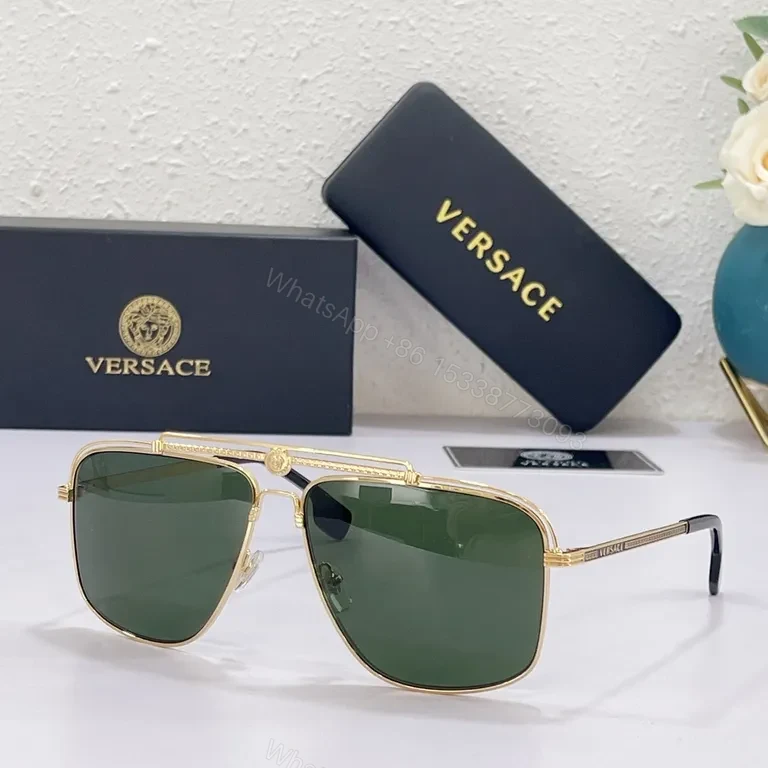 View 8 of Gilded Medusa: Gold-Tone Sunglasses with Crest
