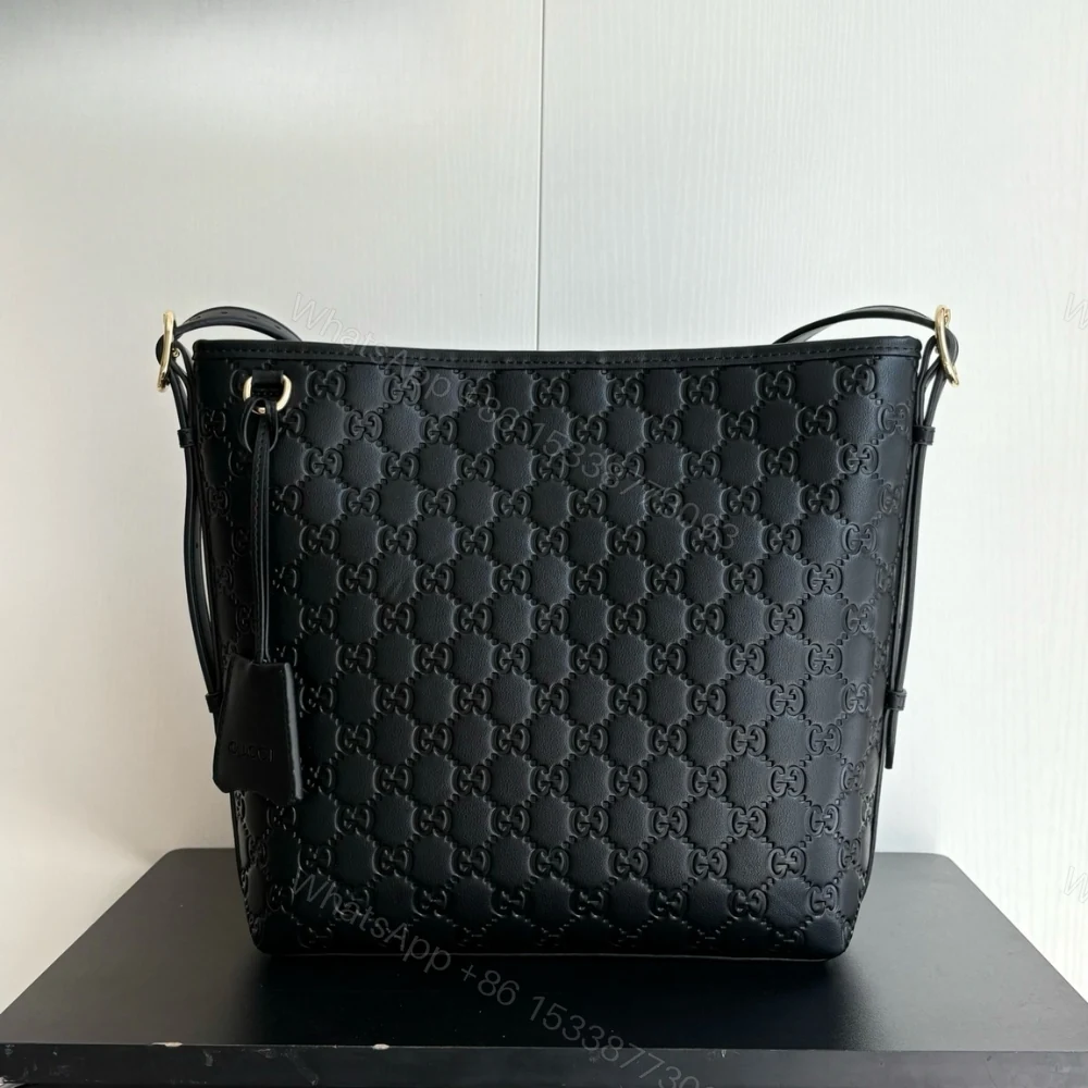 View 2 of Gucci Gg Emblem Small Shoulder Bag In Black Gg 26Cm