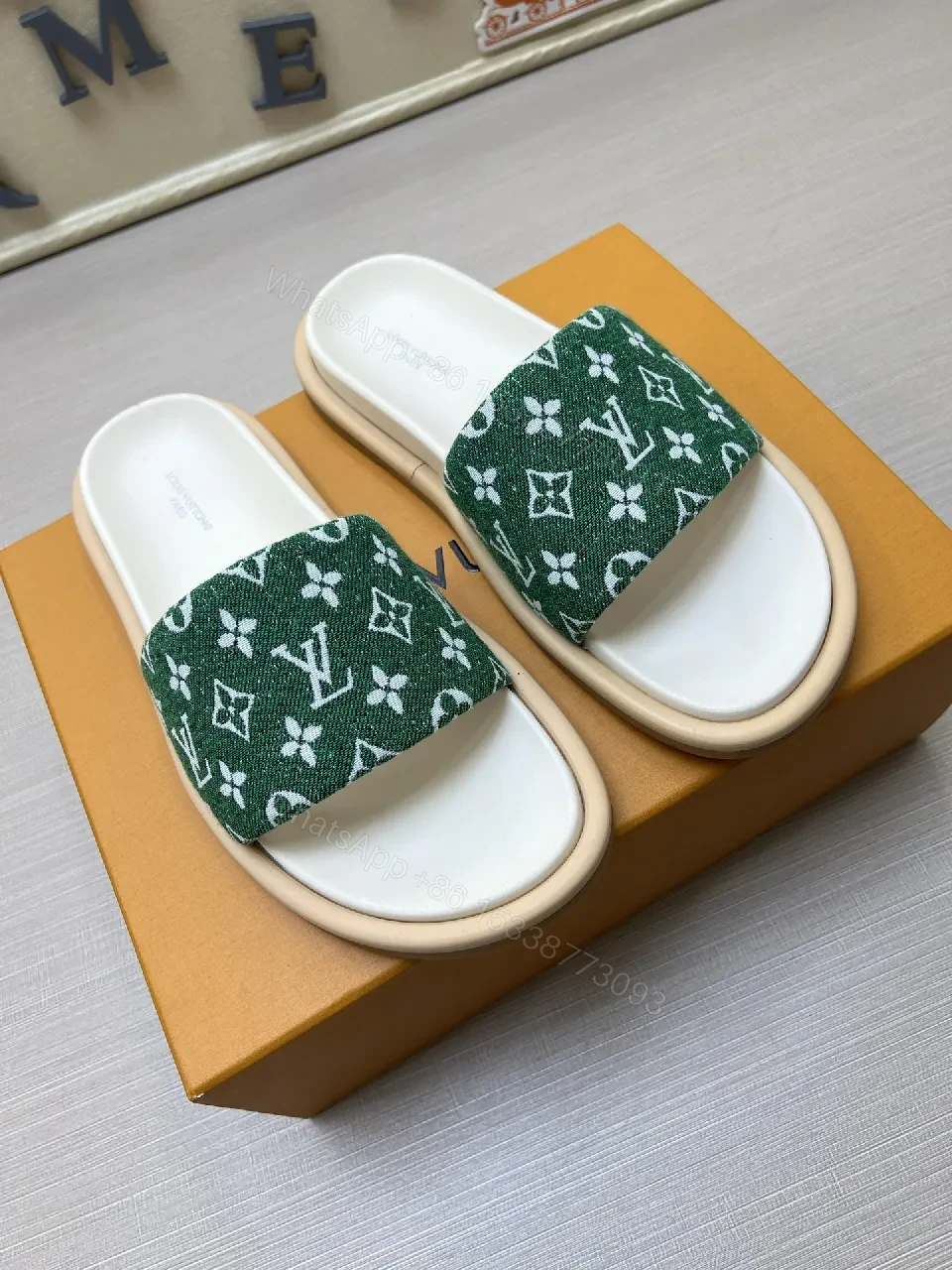 View 8 of Green Monogram Slip-On Sandal with Patterning