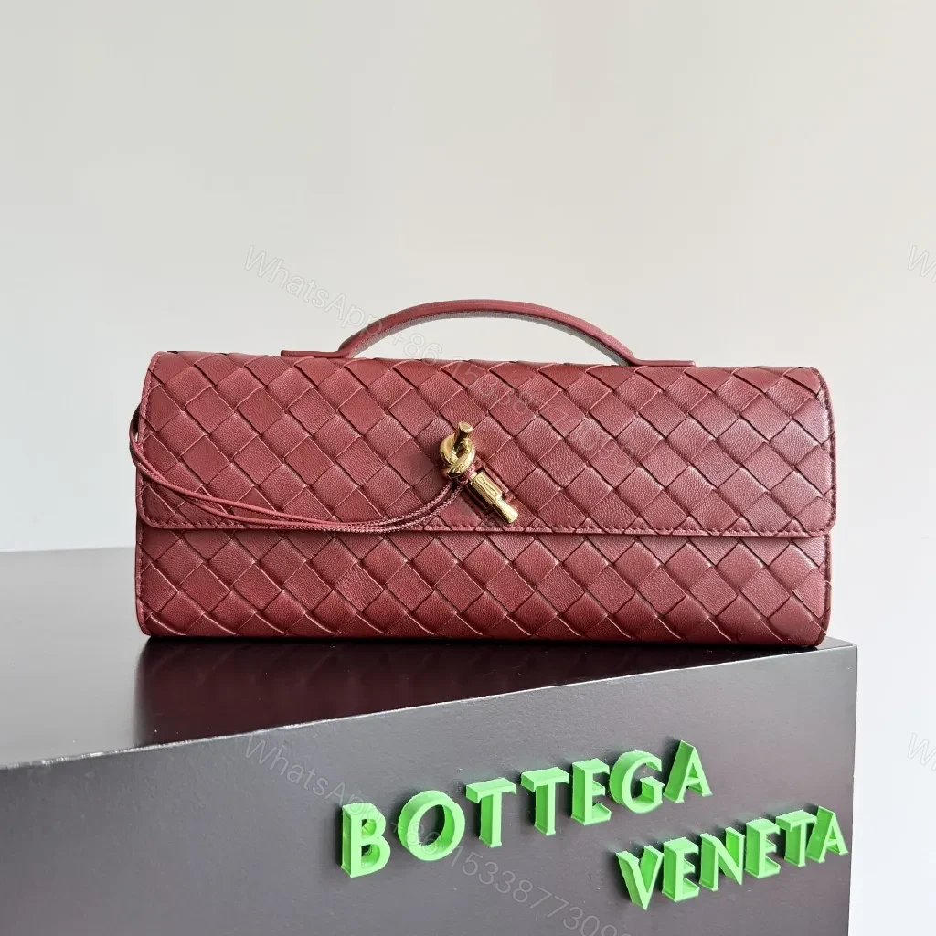 Velvet Clutch: Woven Leather, Gold Twist Lock Evening Bag — view 1