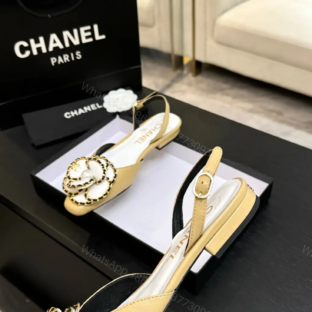View 7 of Beige Leather Slingbacks with Pearl Embellishment – Low Heel