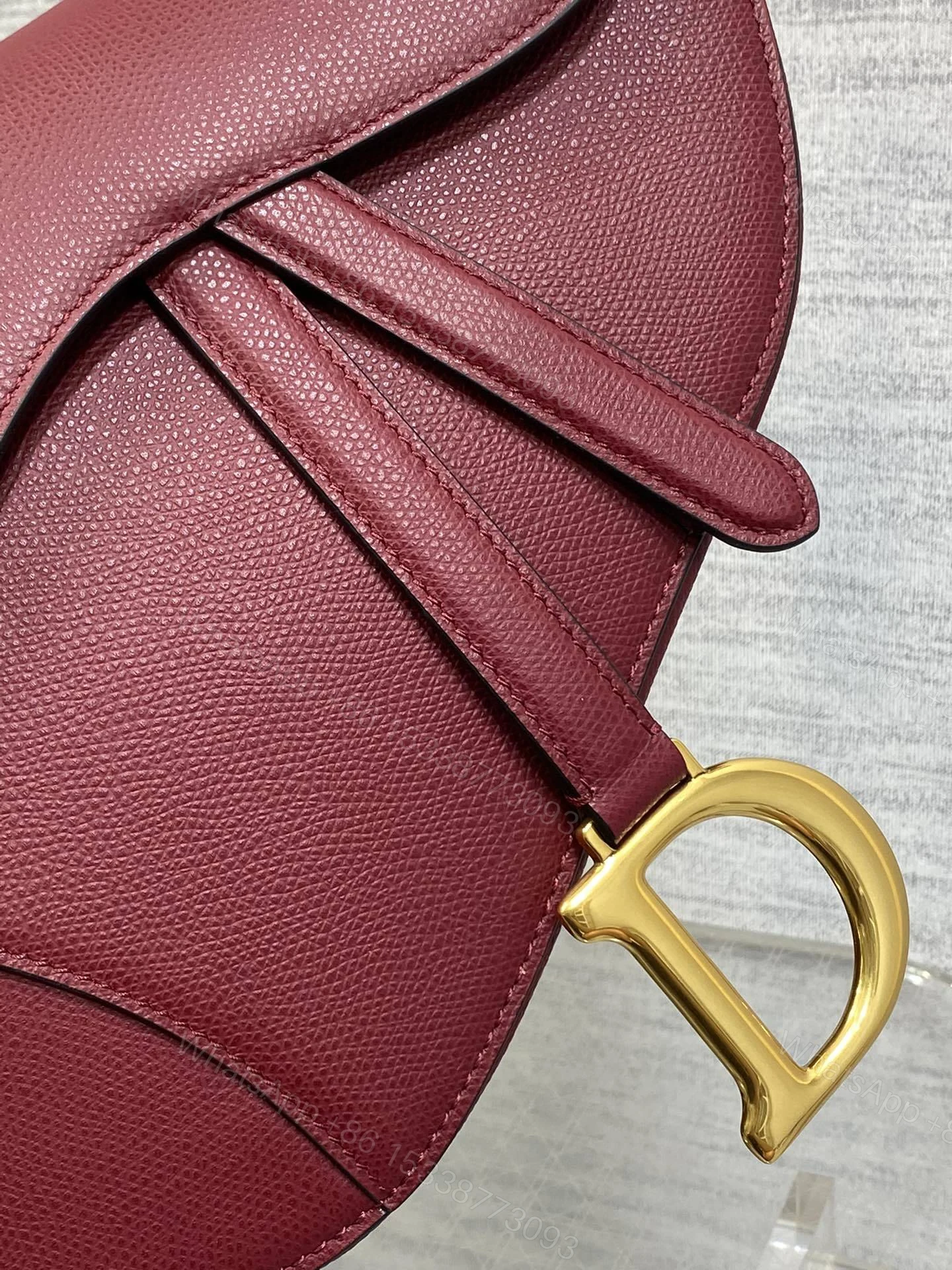 View 2 of Christian Dior Saddle Bag in Red Gold Hardware