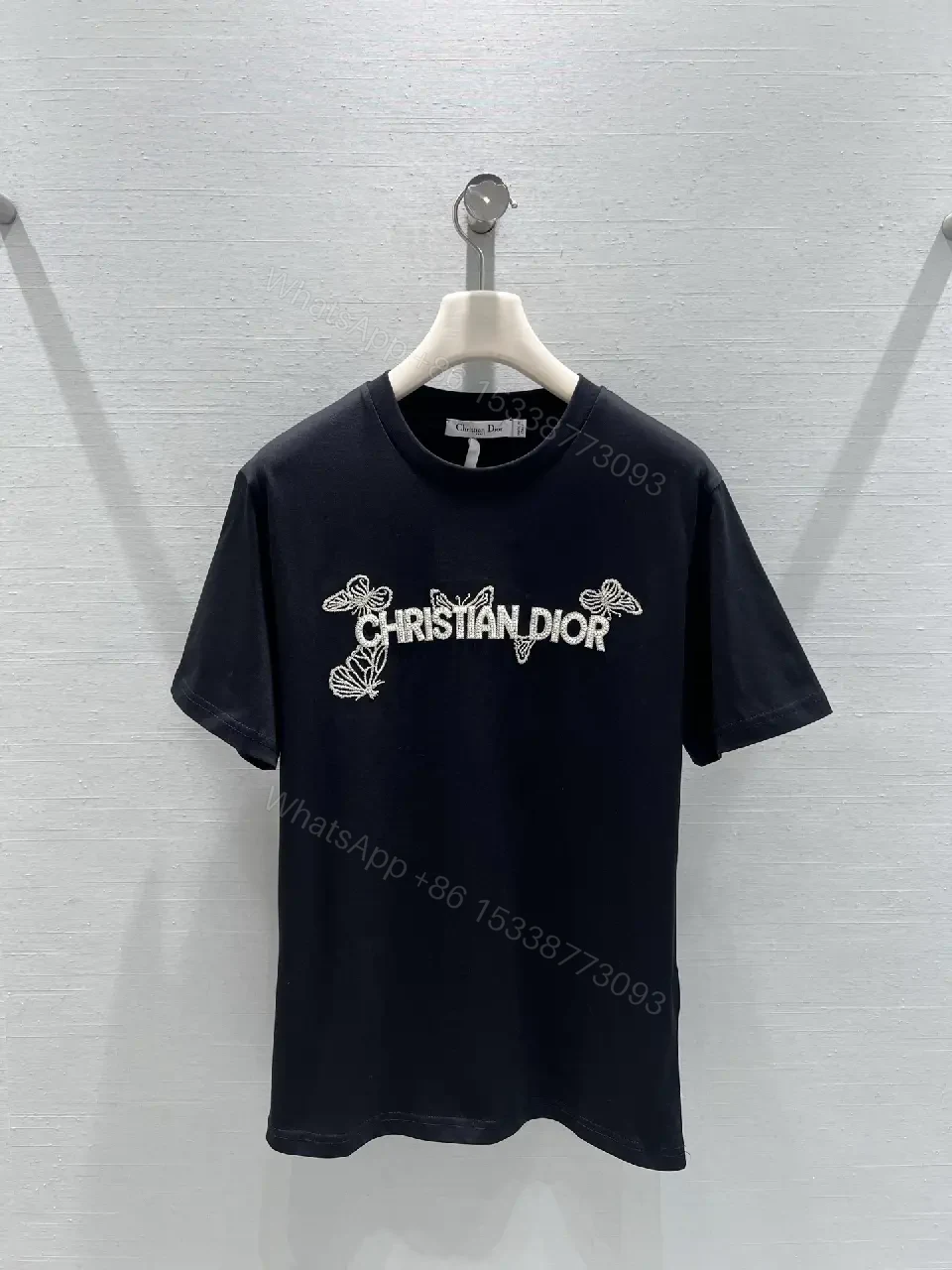 Black Cotton Tee with Subtle Embroidered Logo - Luxury Everyday Wear — view 1