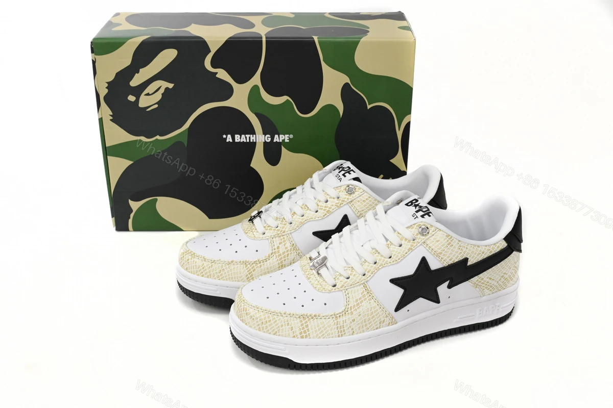 A Bathing Ape Bape Sta Low White Snake Skin Pattern 1I80 191 009 — view 2