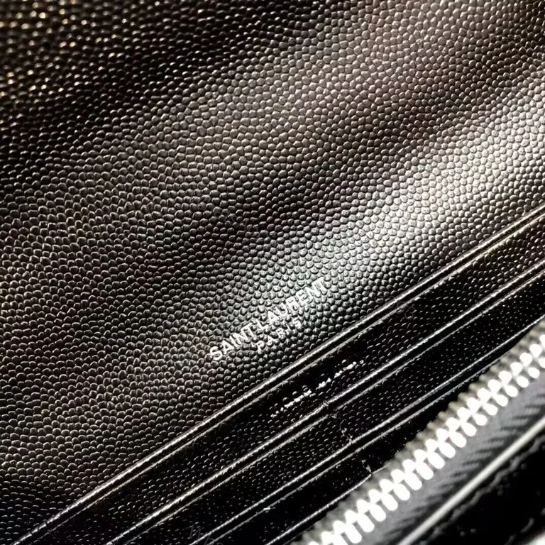 View 5 of Quilted Leather Wallet on Chain â€” Black, YSL-Inspired Luxury