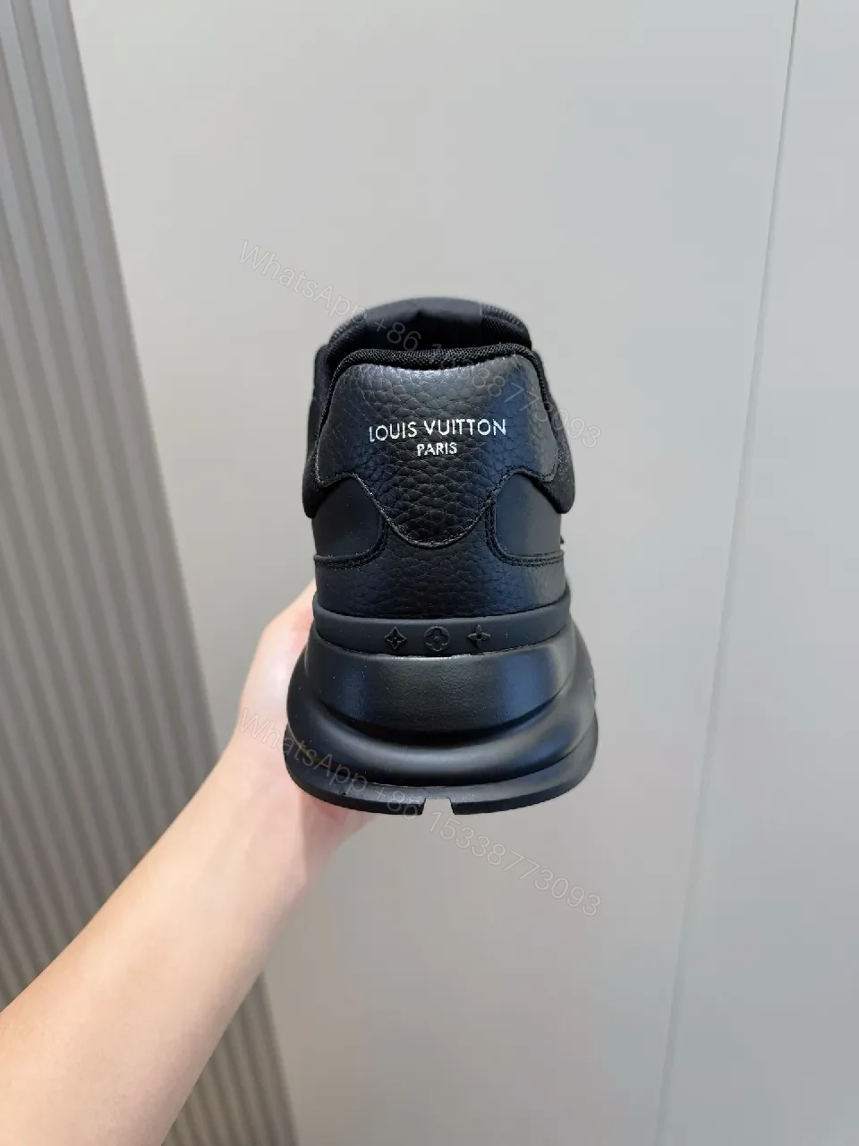 View 8 of Black Leather Sneaker with Signature Detailing - Men’s/Ladies High-Top