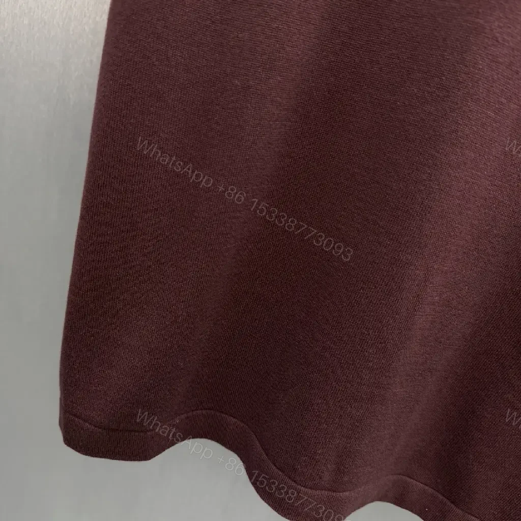 View 11 of Burgundy Cotton Tee: Minimal Luxury, LV Crest Shirt