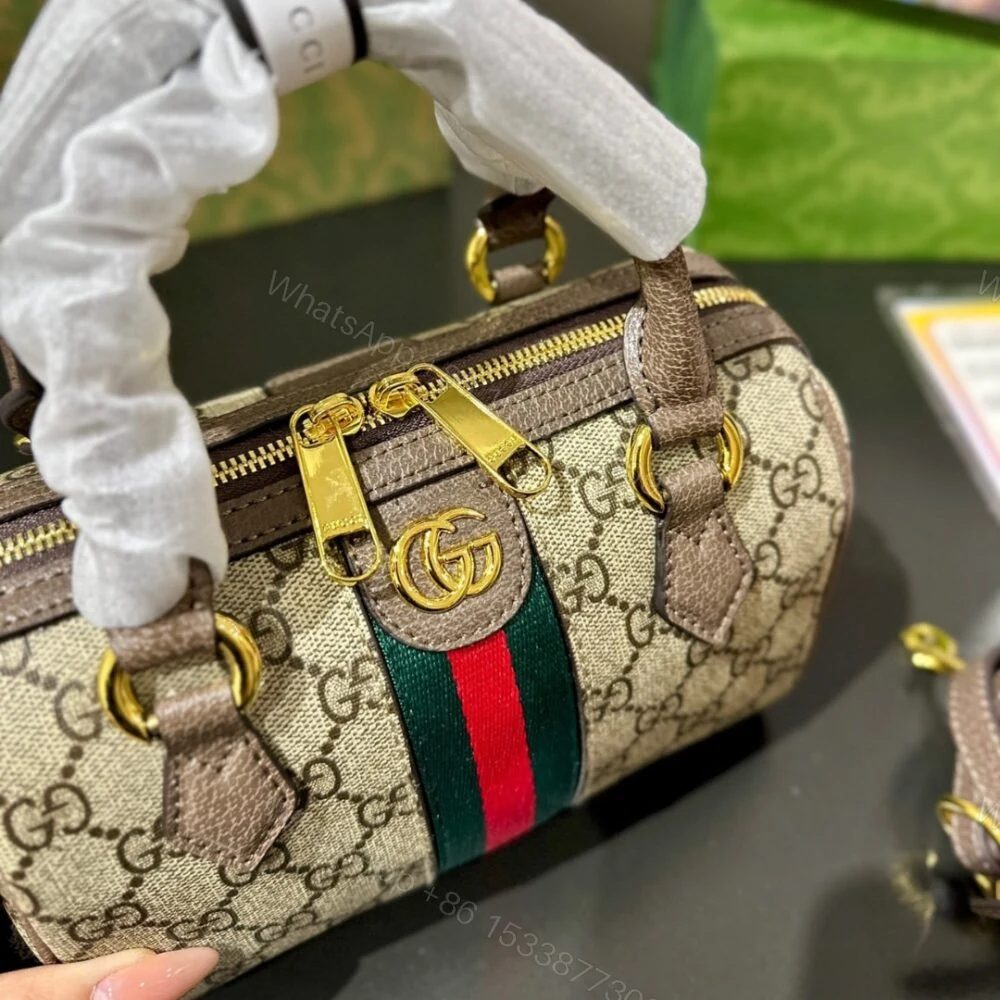 View 4 of Gucci Ophidia Gucci Small Boston Bag Beige And Dark Brown GG Monogram 22Cm 772053 96IWG 8745