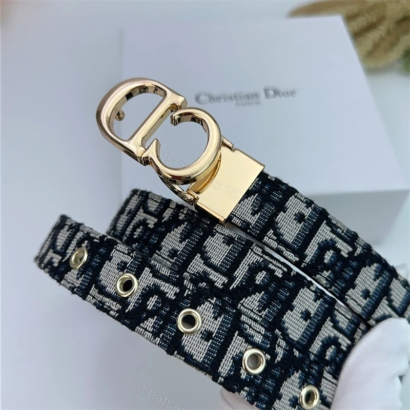 View 2 of DIOR 30 MONTAIGNE REVERSIBLE BELT BLUE IN GOLD 20MM