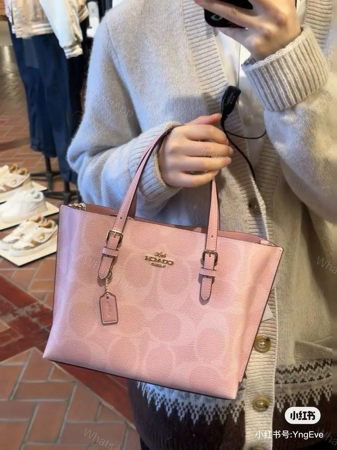 View 7 of FIRST COPY Coach Mollie 25 Pink Edition Handbag