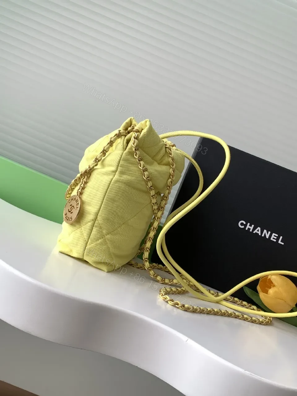 View 4 of Lemon Yellow Quilted Puff Bag: Luxe Crossbody Shine