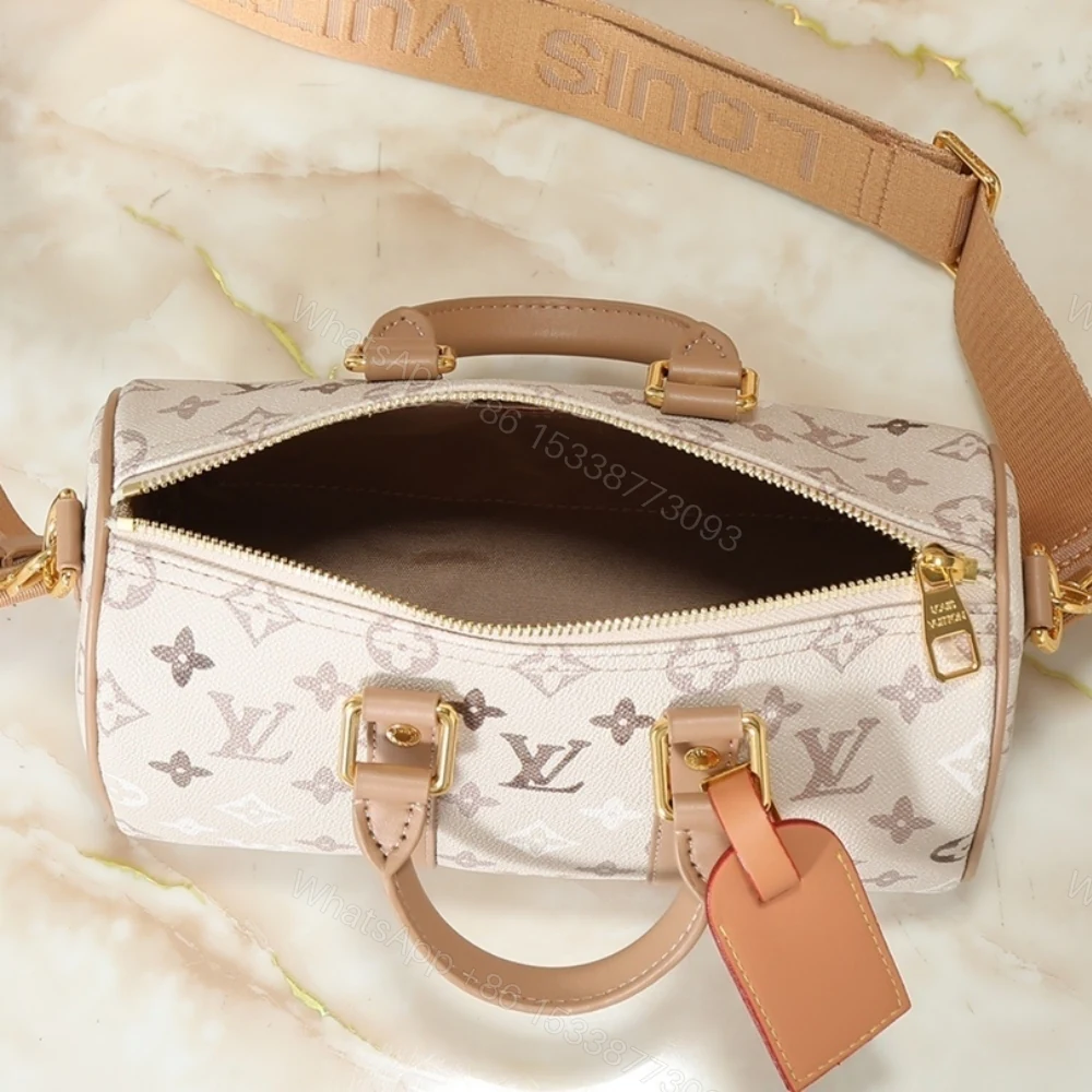 View 4 of Louis Vuitton Keepall Bandoulière 25 Monogram Beige 25Cm