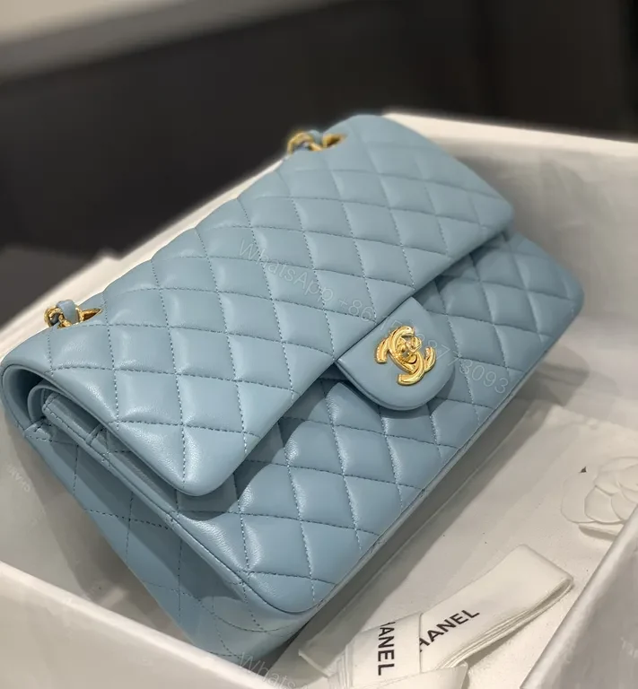 View 6 of Powder Blue Quilted Calfskin Bag: Classic Chic Luxury