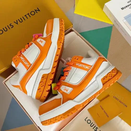 View 6 of LOUIS VUITTON LV TRAINER MAXI SNEAKERS IN ORANGE AND WHITE – LSVT334