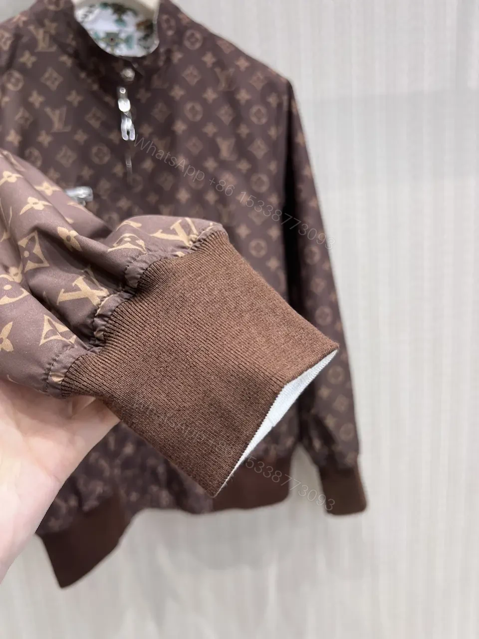 View 6 of Brown Monogram Bomber Jacket - Modern Utility, Signature Flair