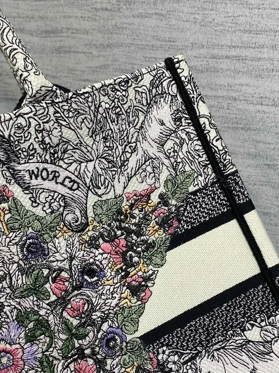 View 2 of Chic Dior-Style Black Tote with Bold Script Details