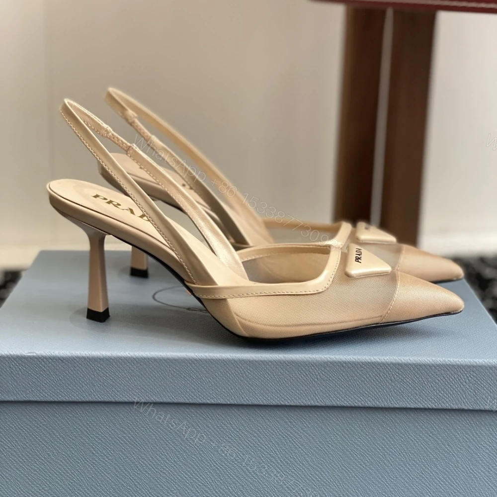 View 2 of 高仿Prada*1I891M尖頭露跟高踭鞋7.5CM膚色免檢版