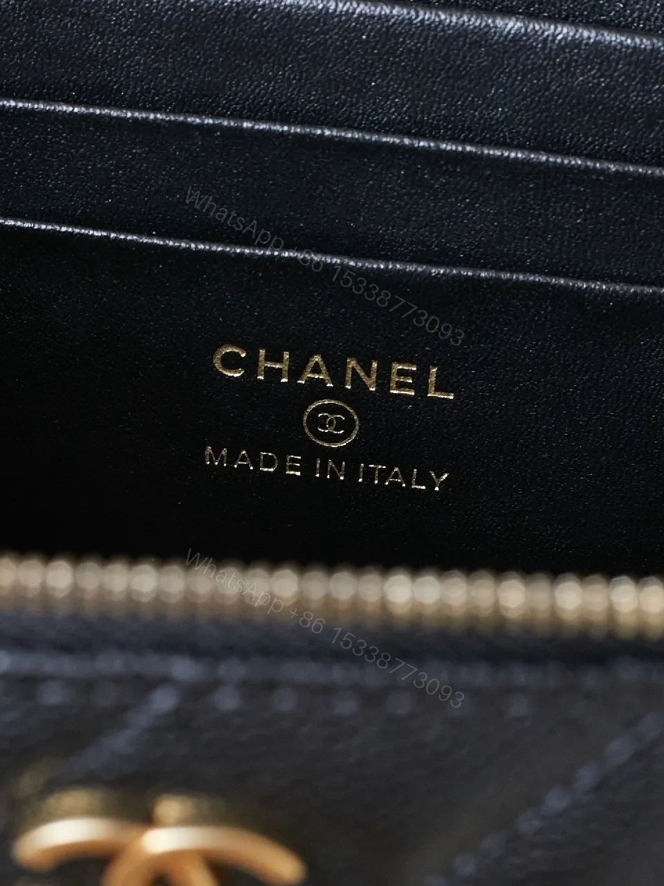 View 2 of Quilted Black Leather Mini Bag: Gold Chain, Iconic CC