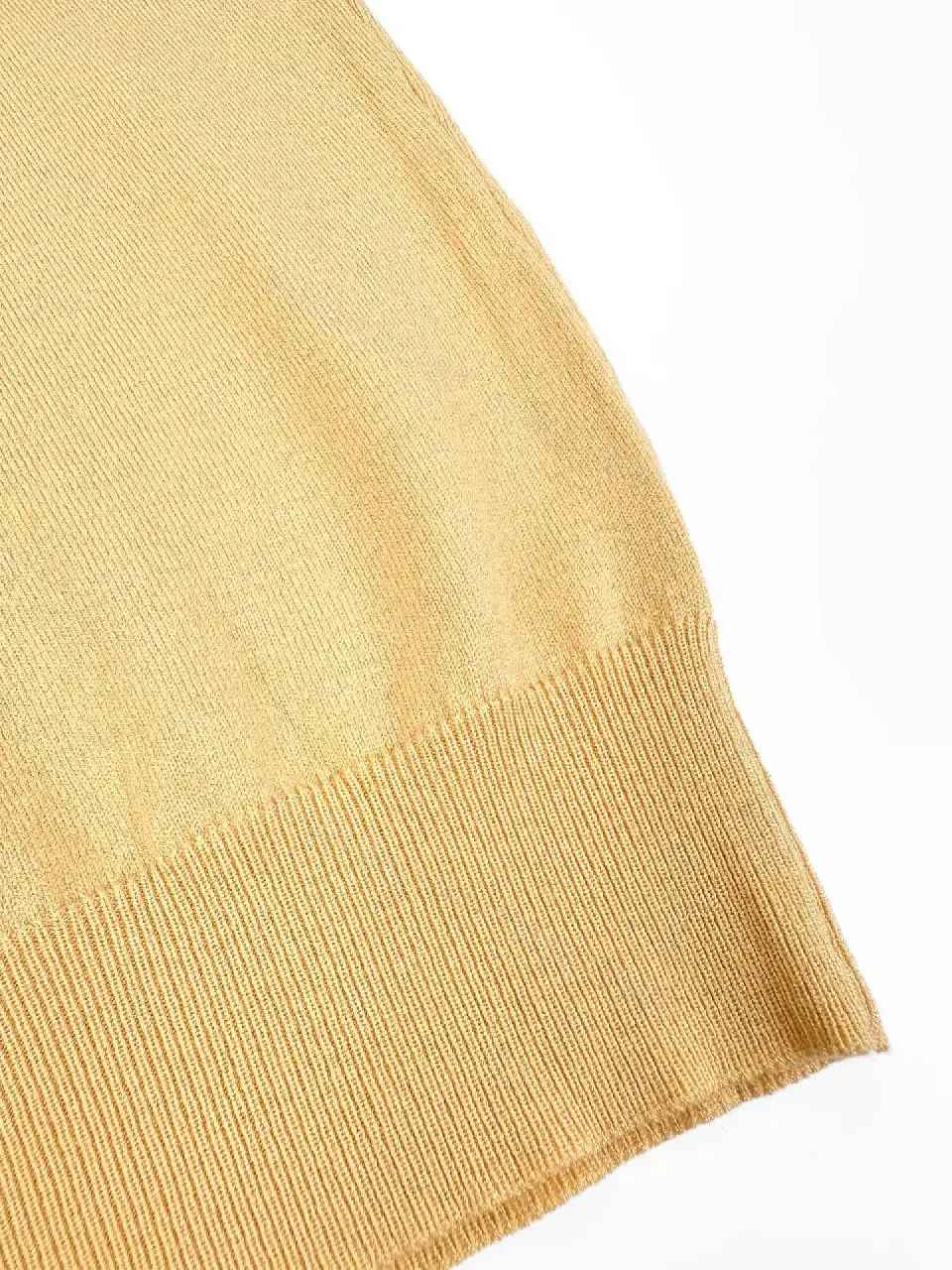 View 5 of Yellow Knit T-Shirt with Black Logo Embroidery, Minimalist Crewneck Top